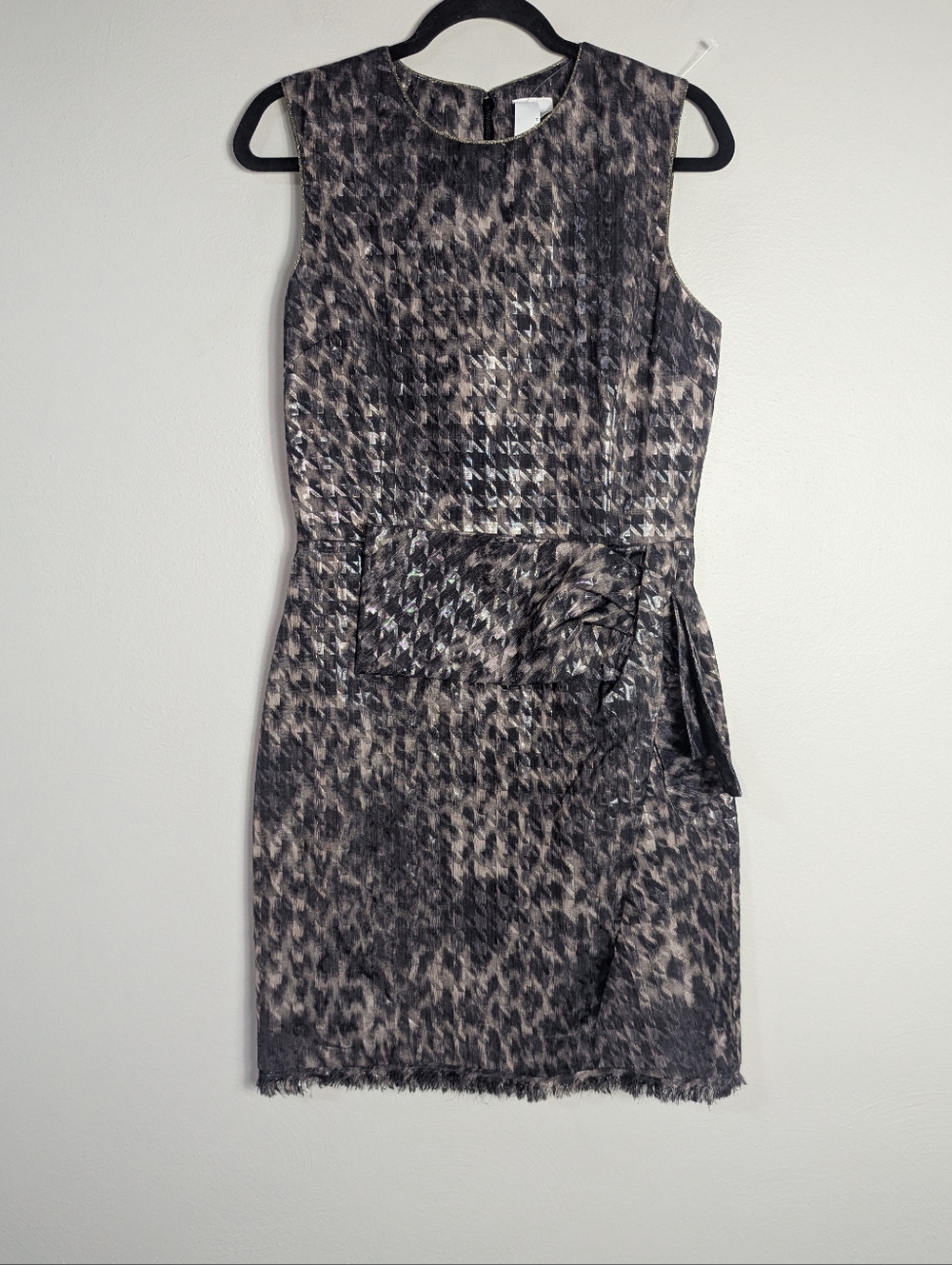 10 2brych Metallic Houndstooth Print Sheath Party Dress